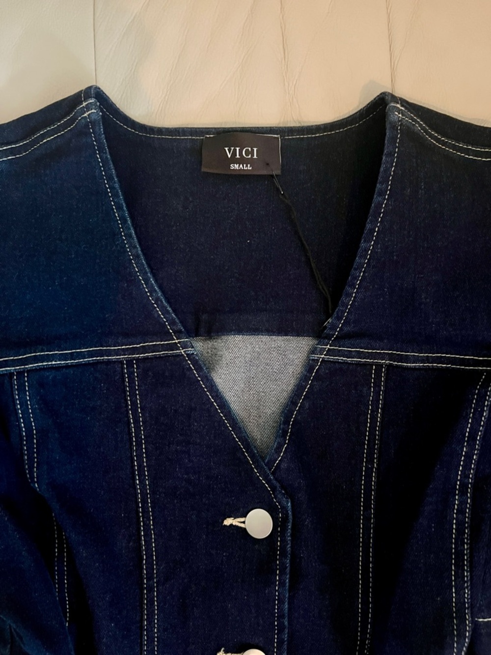 Vici Timko Waist Tie Denim Mini Dress in Dark Blue - Picture 10 of 16